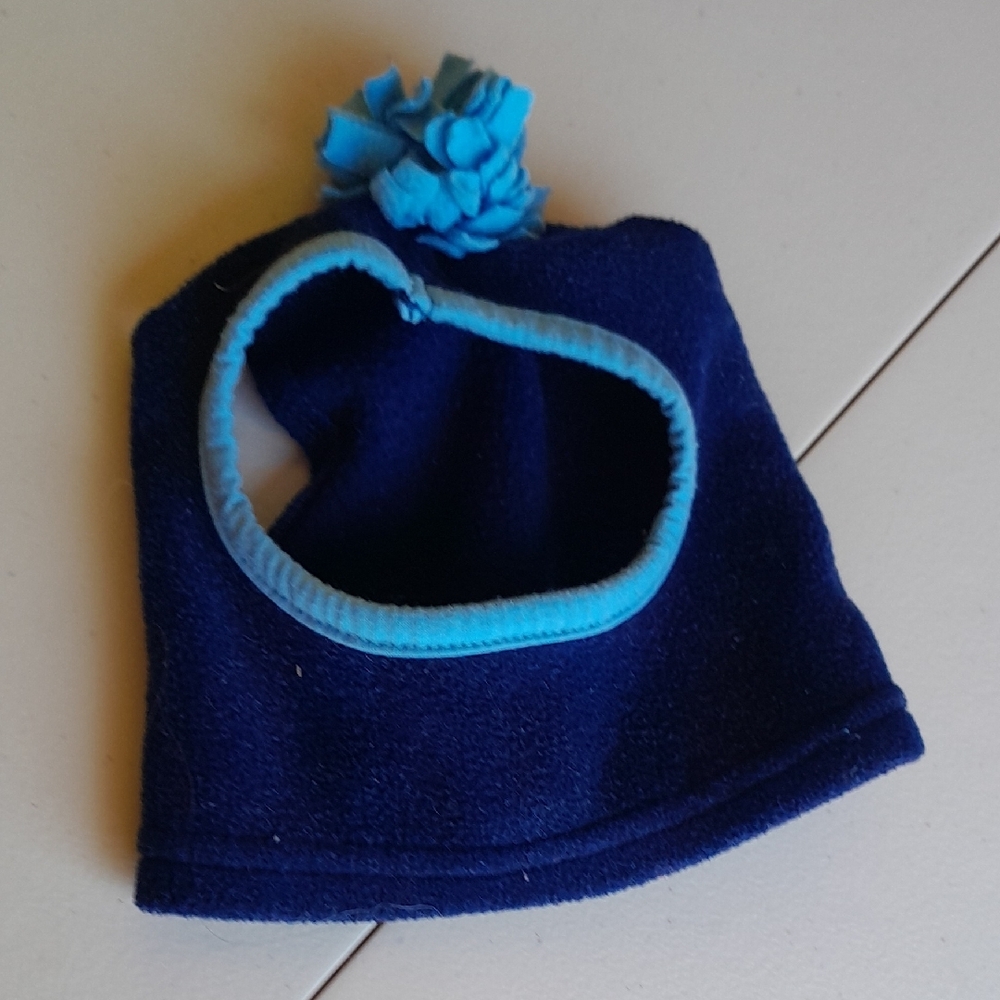 Kids Blue Fleece Hat with Pom Pom